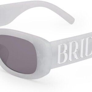 Bride Sunglasses White Marble Silver Logo Bachelorette Bridal Gift Accessories